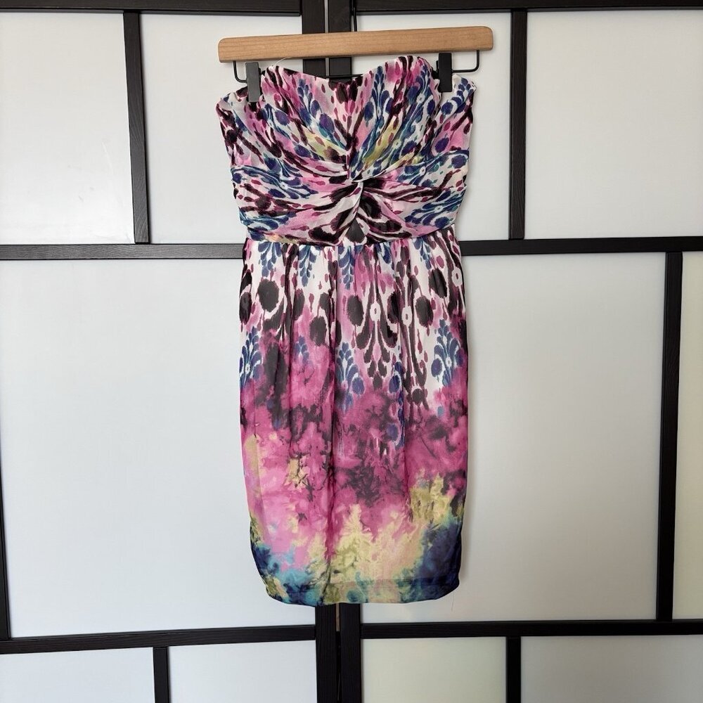 Teeze Me Y2K Strapless Mini Dress Tie At Back Size 7 Fairy Coquette Event Preppy